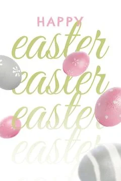 Easter eggs and celebration text represent happiness during the Easter season Stockillustratie