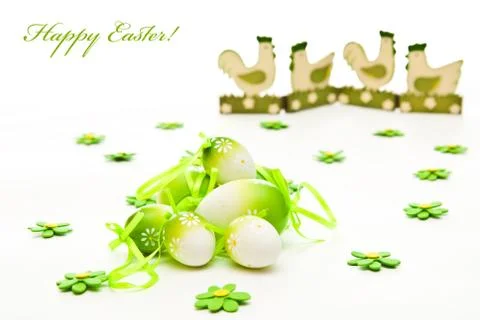 Easter eggs and chicken Stock Illustration
