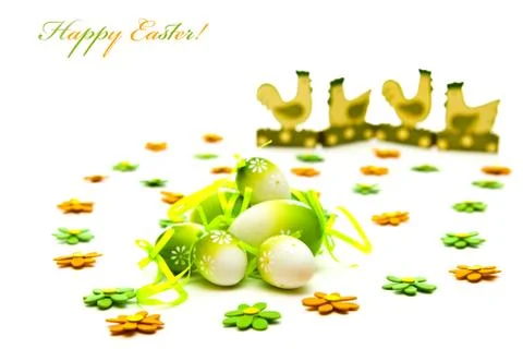 Easter eggs and chicken Stock Illustration