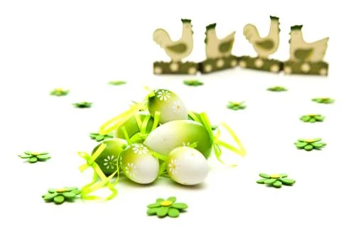 Easter eggs and chicken Foto stock