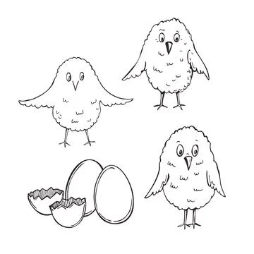 Easter eggs and chickens. Vector   illustration. Stock Illustration