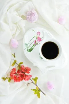 Easter eggs and coffee Stock Photos
