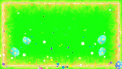 Easter eggs and colorful confetti falling on a green screen background Stock Footage 337463475