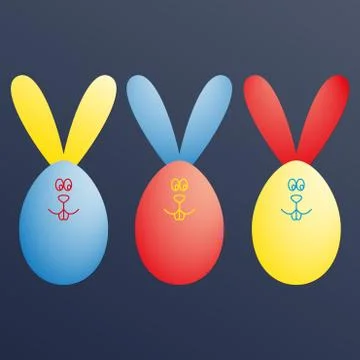 Easter eggs and easter bunny icon set. Colorful vector illustration. Stock Illustration