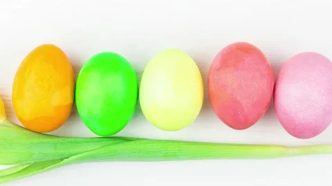 Easter eggs and a flower Stock Footage 183482156