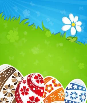 Easter eggs and flower Stock Illustration