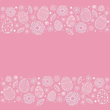 Easter eggs and flowers on background with copyspace. Vector Stock Illustration