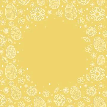 Easter eggs and flowers on background with copyspace. Vector Stock Illustration
