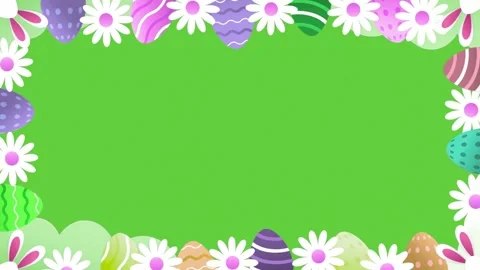 Easter eggs and flowers frame animation on green screen Stock Footage 332910854