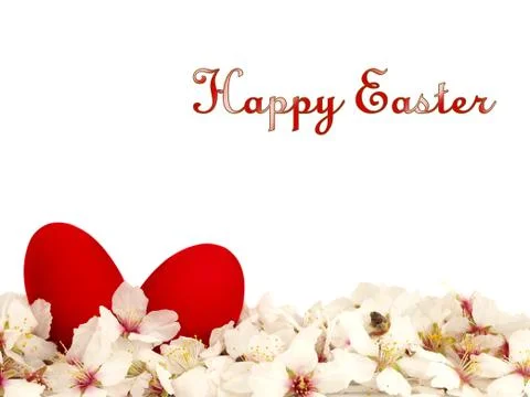 Easter eggs and flowers Stock Photos