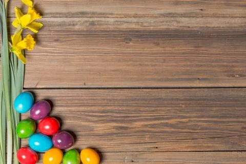 Easter eggs and flowers Foto stock