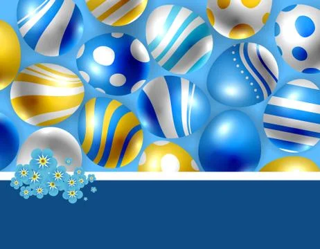 Easter eggs and forget- me- not flowers Stock Illustration