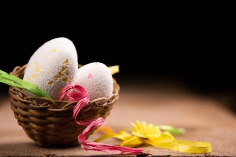 Easter Eggs and in the Nest Stock Photos