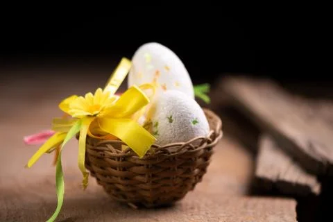 Easter Eggs and in the Nest Stock Photos