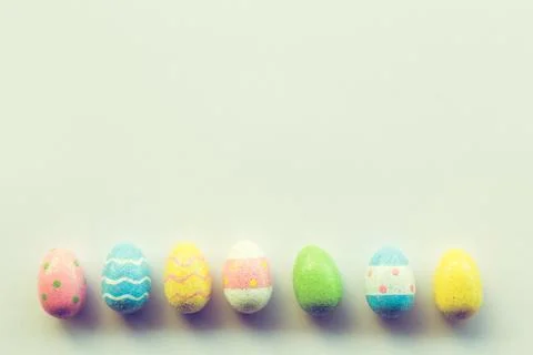 Easter Eggs and Pastel Background Stock Photos