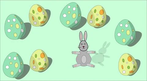 Easter eggs and rabbit Stock Illustration