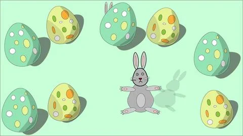 Easter eggs and rabbit 스톡 일러스트