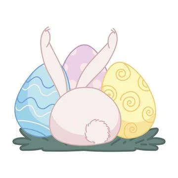 Easter eggs and rabbit Stock Illustration