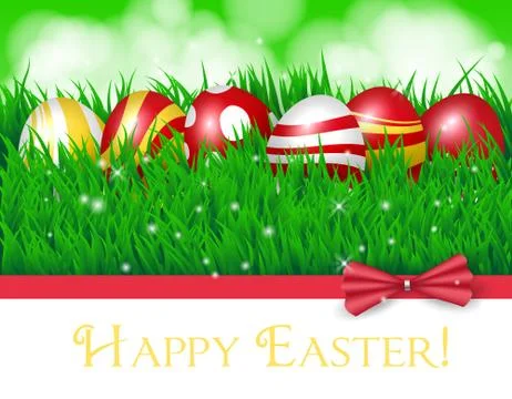 Easter eggs and ribbon Stock Illustration