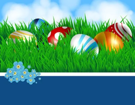 Easter eggs and ribbon Stock Illustration