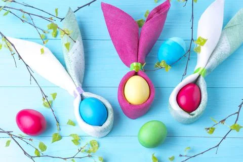 Easter eggs and the shape of rabbit ears Stock Photos