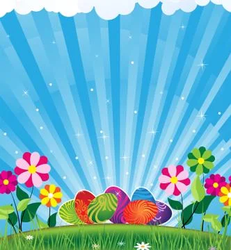 Easter eggs and shine Stock Illustration