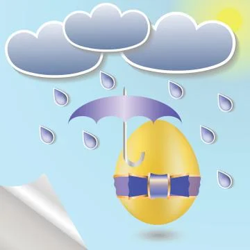 Easter eggs and umbrella 库存插图