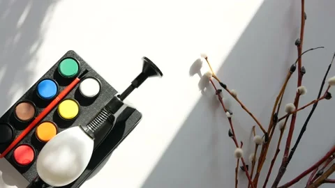 Easter eggs and willow moving. 4K Stock Footage 149256070