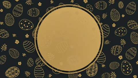 Easter eggs animation of hand drawn pattern on black background. Happy Easter Stockbeeldmateriaal 302310093