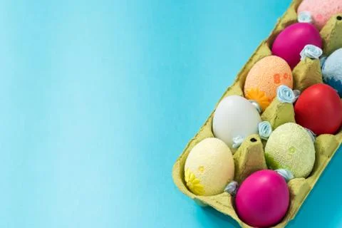 Easter eggs are painted in bright colors Stock Photos