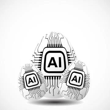 Easter eggs of Artificial Intelligence with circuit board. Vector illustratio Stock Illustration