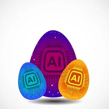 Easter eggs of Artificial Intelligence with circuit board. Vector illustratio Illustrazione stock
