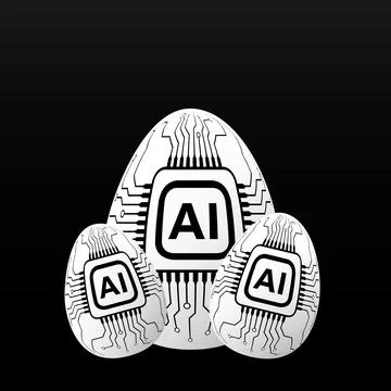 Easter eggs of Artificial Intelligence with circuit board. Vector illustratio Stock Illustration