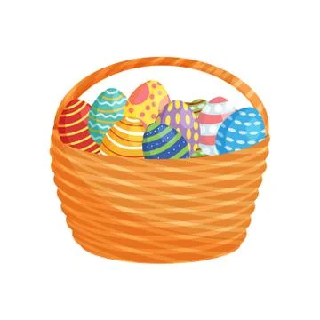 Easter eggs in a backet for holiday poster, banner, celebration Stock Illustration
