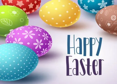 Easter eggs background design with Happy easter text and colorful eggs Stock Illustration