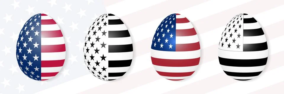 Easter eggs on the background of the USA flag. Stock Illustration