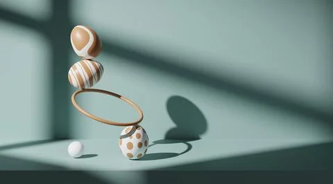 Easter eggs balanced creative meditation 3d render Stockillustratie