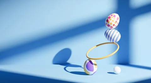 Easter eggs balanced creative meditation 3d render 스톡 일러스트