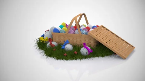 Easter Eggs in a basket Background Stock Footage 252000488