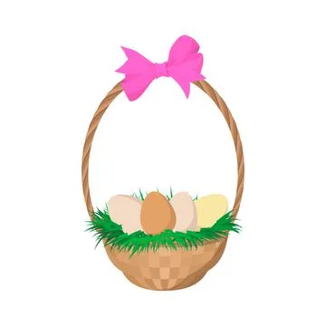 Easter eggs in the basket cartoon icon Stock Illustration