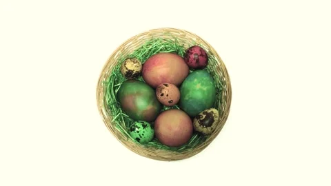 The Easter eggs in the basket disappear one by one Stock Footage 153490012