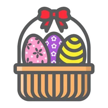 Easter Eggs In Basket filled outline icon Stock Illustration