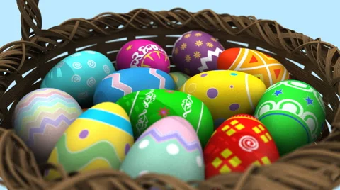 Easter Eggs in a Basket 库存影片 58951832