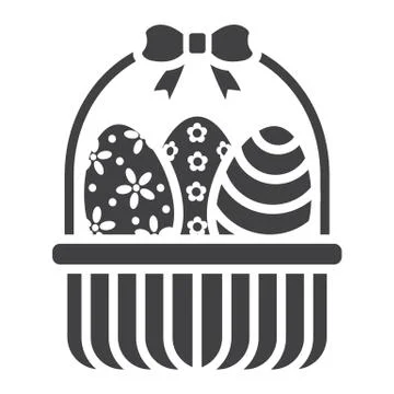 Easter Eggs In Basket glyph icon, easter Stock Illustration