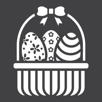 Easter Eggs In Basket glyph icon, easter Stock Illustration