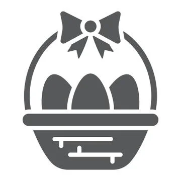 Easter eggs in basket glyph icon, decoration and easter, easter hamper sign Stock Illustration