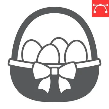 Easter eggs in basket glyph icon Stock Illustration