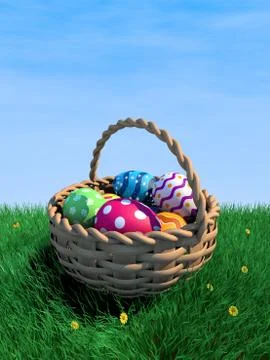 Easter eggs in a basket Stock Illustration