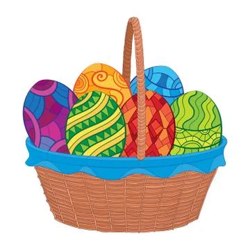 Easter eggs in basket Stock Illustration