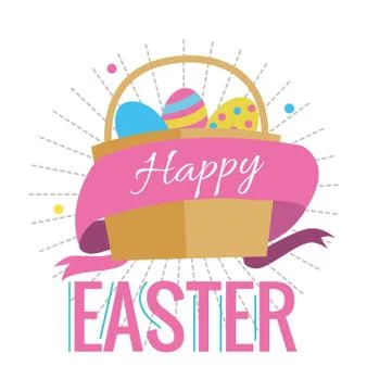 Easter eggs in the basket. Stock Illustration